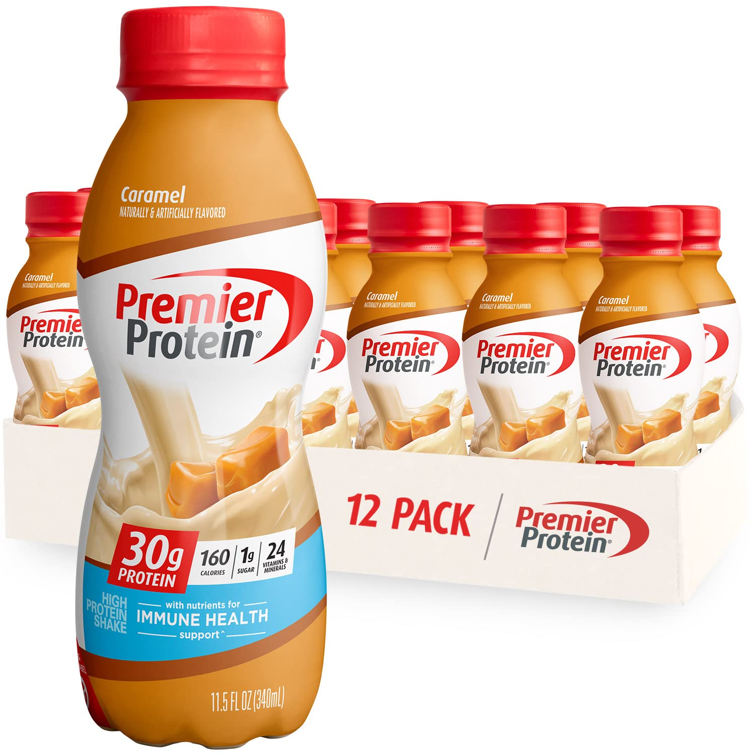 Premier Protein Shake, Cookie Dough, 30g Protein 1g Sugar 24 Vitamins Minerals Nutrients to Support Immune Health, 11.5 fl oz (Pack of 12)