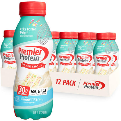 Premier Protein Shake, Cookie Dough, 30g Protein 1g Sugar 24 Vitamins Minerals Nutrients to Support Immune Health, 11.5 fl oz (Pack of 12)