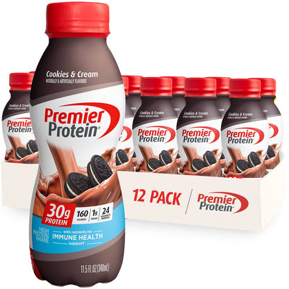 Premier Protein Shake, Cookie Dough, 30g Protein 1g Sugar 24 Vitamins Minerals Nutrients to Support Immune Health, 11.5 fl oz (Pack of 12)