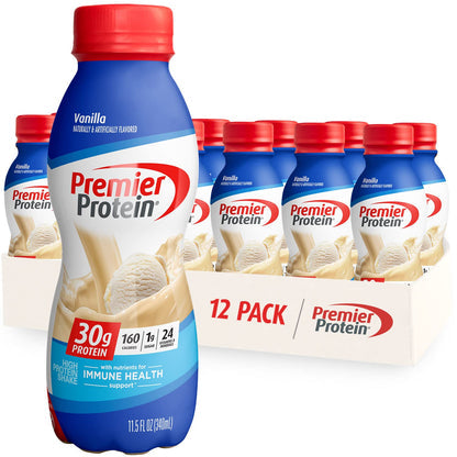 Premier Protein Shake, Cookie Dough, 30g Protein 1g Sugar 24 Vitamins Minerals Nutrients to Support Immune Health, 11.5 fl oz (Pack of 12)